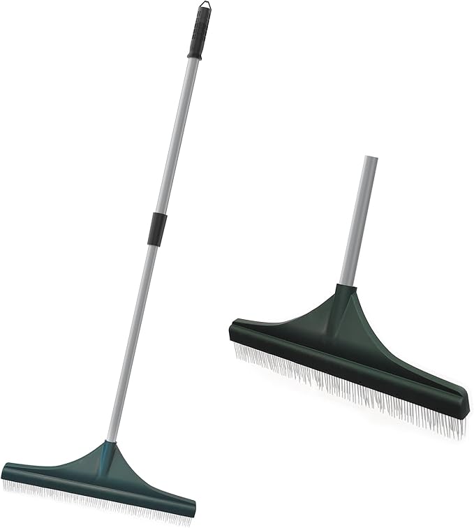 SOYUS Artificial Turf Rake Carpet Rake, Hand Rakes with Adjustable Handle Steel 32 to 52 inches for Artificial Grass and Lawn Leaf Removal, Carpet Rakes, Pet Hair Removal