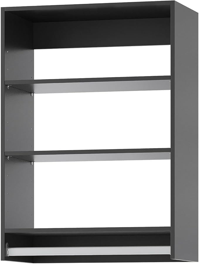 ROOMTEC 19.5" Medium Hanging Closet Unit, Modular Closet System with Hanging Rod, Wardrobe Organizer for Bedroom or Walk-in Closet, Wall Mounted, Customizable Clothes Storage Unit, Black