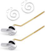 2 Pack Universal Brass Toilet Handle Replacement Kit, Side/Angle Mount Toilet Flush Handle Compatible with Kohler K-GP30324-CP/TOTO/American Standard, Stainless Steel Flapper Chain, Chrome
