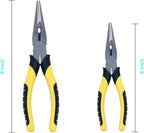 2pcs 6in & 8in Needle Nose Pliers: Paper Clamp Precision, Premium Heavy-Duty CRV Steel, Large Soft Grip with Wire Cutter,Chrome Vanadium Steel Long Nose Cutting Pliers