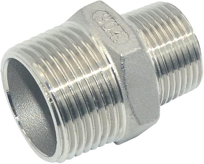 1" x 3/4" Male Threaded Reducing Nipple Fitting/Adapter,Stainless Steel SS304 NPT Pipe Hex Reducer