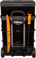 Beta C41H Two-Module Rolling Metal Tool Chest, Detachable Metal Tool Box, Telescopic Handles, Black