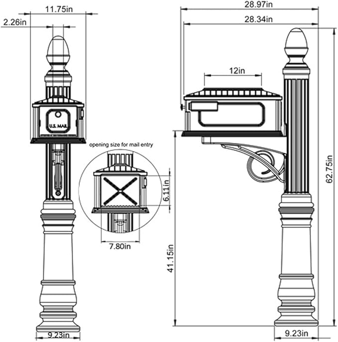 Architectural Mailboxes Stratford Plastic Mailbox and Post Kit, SC000BAM, Black, Medium Capacity