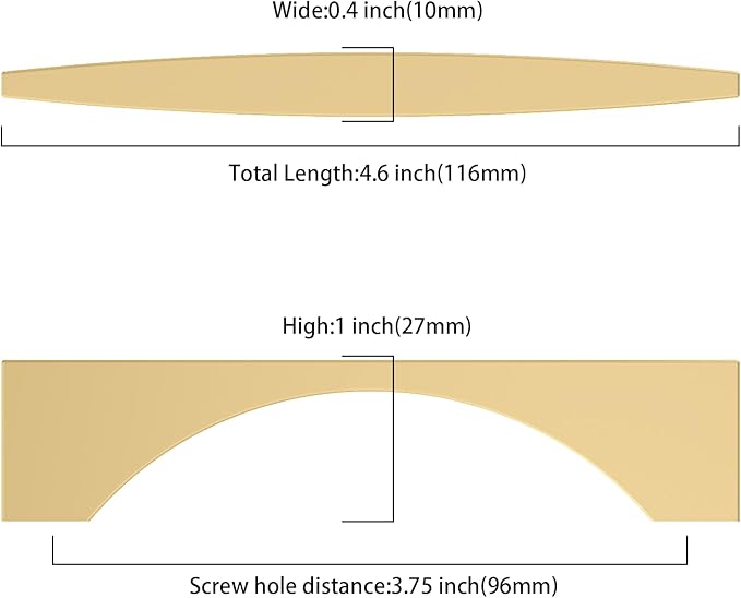 Asidrama 10 Pack 3.75 Inch(96mm) Brushed Gold Kitchen Cabinet Handles, Vintage Retro Cabinet Pulls Kitchen Cabinet Hardware for Cupboard Drawer Pulls