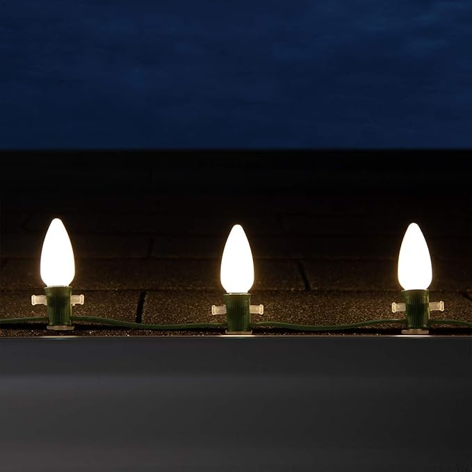 Wintergreen Lighting 25-Pack OptiCore C9 LED Warm White Christmas Light Bulbs - Replacement LED Christmas Lights Heavy Duty Vintage Ceramic Style Bulbs, E17 Base (Warm White Smooth)