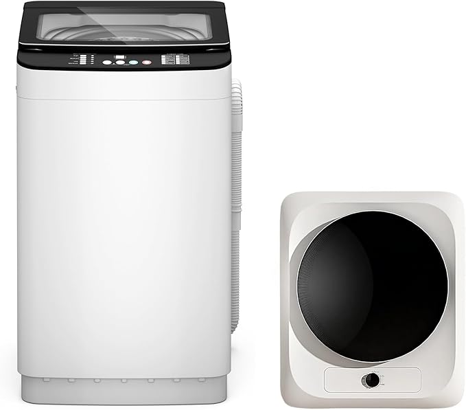 Zynkez 25Lbs Washer and 10Lbs Dryer Combo, Full Automatic Portable Laundry Set with 10 Wash Programs, 5 Dry Modes, Stainless Steel Tub, Compact for Apartments, Dorms, RVs