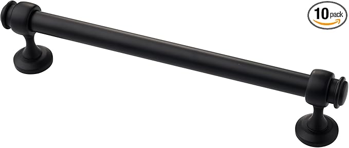 Alzassbg 10 Pack Matt Black Cabinet Pulls, 6-1/4 Inch(160mm) Hole Centers Cabinet Handles Kitchen Hardware Straight Bar for Cabinets and Drawer AL3082MB