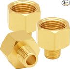 3PCS Brass 3/4" NPT Female to 1/2" NPT Male Thread, Reducer Adapter, Hex Reducing Pipe Fitting Coupler Nipple Connector for Water/Oil/Gas