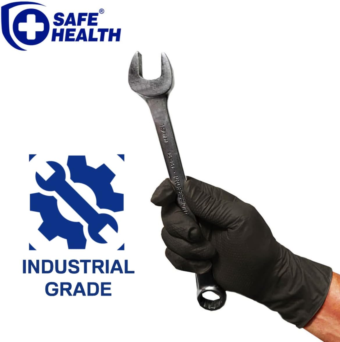 Safe Health Nitrile Industrial Disposable Gloves, Black 6 Mil, Orange 8 Mil, Diamond Textured