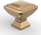 6 Pack Bronze Cabinet Knobs - 1.2 Inch Square Champagne Dresser & Drawer Knobs