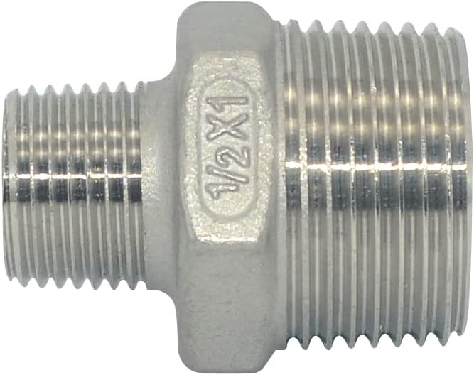 1" x 1/2" Male Threaded Reducing Nipple Fitting/Adapter,Stainless Steel SS304 NPT Pipe Hex Reducer
