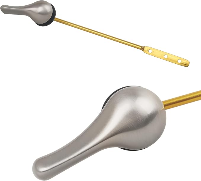 Toilet Handle Replacement Kit - Universal Flush Handle with Stainless Steel Flapper Chain and Brushed Nickel Lever