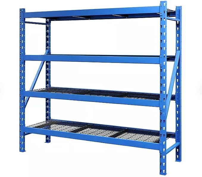 Heavy Duty Member Mark 4-Shelf Industrial Storage Rack, 77" W x 24" D x 72" H (Blue, 2 Pack)