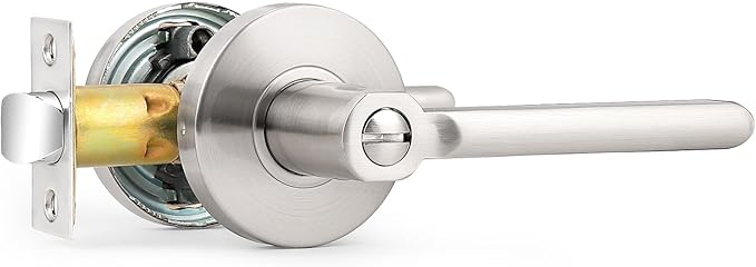 Probrico Privacy Door Handle Lever Satin Nickel Bed/Bath Door Levers Intrior Lockset Keyless Privacy Handles (1 Pack)