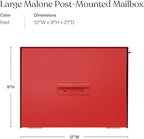 post & porch Malone Mailbox | Post Mounted Mailbox | Black/White/Gray/Brown/Red/Blue/Green, Regular or Large, Weatherproof Mail Box for Outside, Customizable (Red, Large)