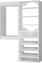ROOMTEC Modular Closet System, 52" Wall Mounted Closet Organizer with Hanging Rods and Shoe Shelf, Wooden Tower for Walk-In Closets, Wardrobe Storage Kit, White