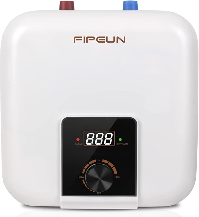 110V/115v/120V 1400-1500W Small Under Sink Tank 2.5 Gallon Water Heater Hot Storage，Mini Instant Electric RV TR Trailer Kitchen Compact Point-of-Use,2 PCs 16” Long 1/2”FIP Stainless Steel Hoses 9.5L…