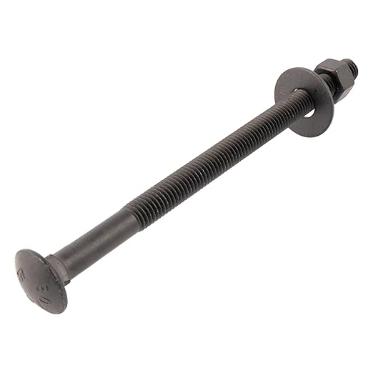 1/2 in. x 8 in. Black Carriage Bolt Kit Includes 12 Bolts, 12 Washers, and 12 Nuts, Ceramic Black Ruspert Coated for Exterior Use - 2X Rust Resistance of Galvanized by Makers Bolt