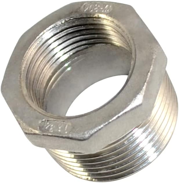 1" Male x 3/4" Female Thread Reducer Bushing Pipe Fitting, Adapter, Stainless steel SS 304 NPT