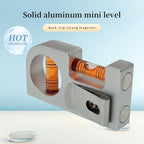 Solid aluminum alloy Mini level ruler portable mini level bubble meter with magnetic function TV stand installation (Silver Red)