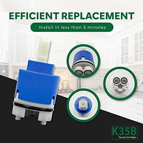 Kerox K35B 35 mm Faucet Cartridge Replacement - Single Lever OEM Faucet Part, Fits American Standard 7038, La Torre & Delta Faucets