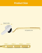 2 Pack Universal Brass Toilet Handle Replacement Kit, Side/Angle Mount Toilet Flush Handle Compatible with Kohler K-GP30324-CP/TOTO/American Standard, Stainless Steel Flapper Chain, White