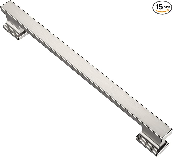 Alzassbg 15 Pack Brushed Satin Nickel Cabinet Pulls, 7 Inch(177.8mm) Hole Centers Kitchen Cabinet Handles for Cabinets and Drawers AL3061SN