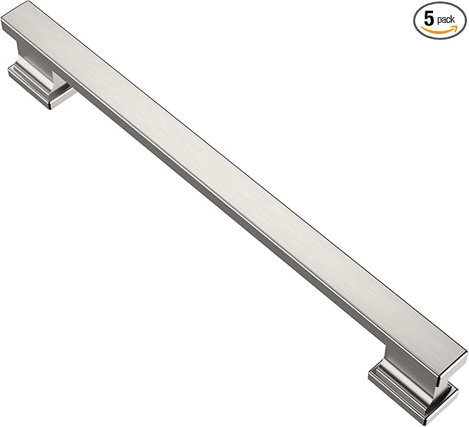 Alzassbg 5 Pack Brushed Satin Nickel Cabinet Pulls, 7 Inch(177.8mm) Hole Centers Kitchen Cabinet Handles for Cabinets and Drawers AL3061SN