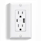 ELEGRP USB Wall Outlet, 15 Amp USB C Wall Outlets Receptacles, Outlets with USB A and C Ports, Tamper Resistant Receptacle, Wall Plate Included, UL Listed, 1 Pack, White