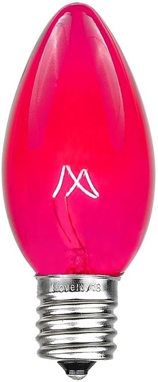 Novelty Lights Incandescent Christmas Replacement Bulbs - Indoor/Outdoor Individual Bulbs for Christmas Tree, Display, & More - C9/E17 Intermediate Base, 7 Watt Lights (Pink, 25 Pack)