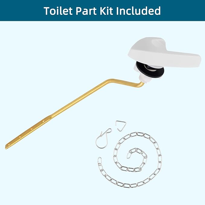 Universal Metal Side Mount Toilet Handle Replacement Kit Compatible with Kohler K-GP30324-CP/Glacier Bay Toilet with 1pc Flapper Chain, Toilet Flusher Lever, White