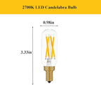 E12 LED Bulb Dimmable 40 Watt Equivalent Warm White 2700K T6 Bulb Type with E12 Base, LED 4W E12 Candelabra Bulb Clear Glass, 6 Pack