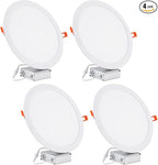 4Pack 11 Inch Ultra Thin LED Recessed Ceiling Light with Junction Box, 6000K Daylight, 24W 110V Eqv,Recessed Lighting, Slim No Dimmable Can-Killer Downlight,Canless Lights 2150LM High CRI80+