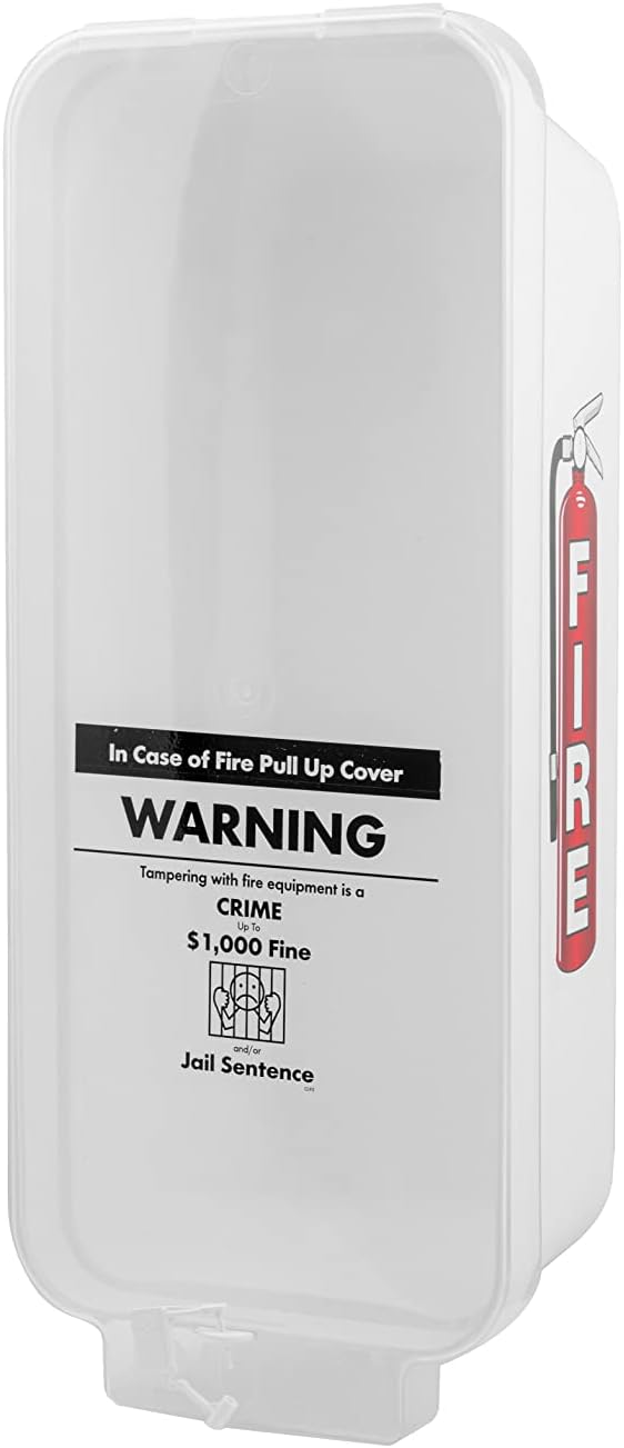 PRO&Family Fire Extinguisher Cabinet Fire Extinguisher Box Outdoor Fire Cabinet Mounted Fire Extinguisher Cabinet Fire Extinguisher Cover (2, White with Clear Pull-Cover, 5 lb)