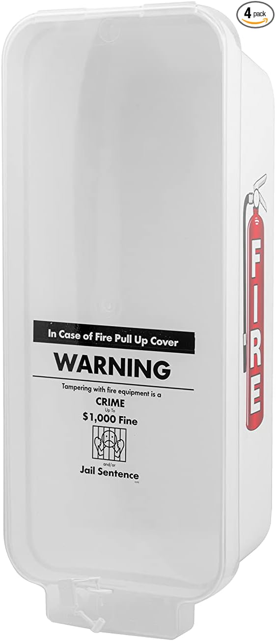 Fire Extinguisher Cabinet Fire Extinguisher Box Outdoor Fire Cabinet Mounted Fire Extinguisher Cabinet Fire Extinguisher Cover (White with Clear Pull-Cover, Rx350, Plastic, 5 Pounds, 4, AKA1)