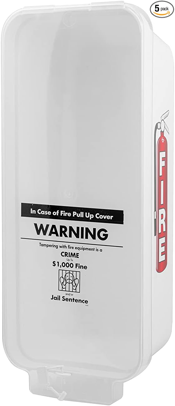 Fire Extinguisher Cabinet Fire Extinguisher Box Outdoor Fire Cabinet Mounted Fire Extinguisher Cabinet Fire Extinguisher Cover (White with Clear Pull-Cover, Rx350, Plastic, 5 Pounds, 5, AKA1)