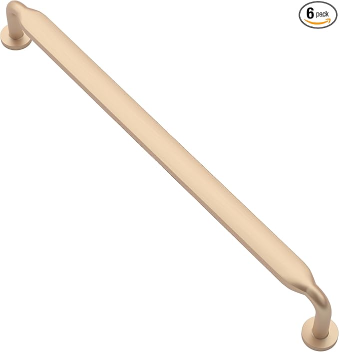 Alzassbg 6 Pack Brushed Gold Cabinet Handles, 7-1/2 Inch(192mm) Hole Centers Arch Modern Cabinet Pulls Kitchen Cabinets Hardware for Cabinets and Drawers AL3503BG