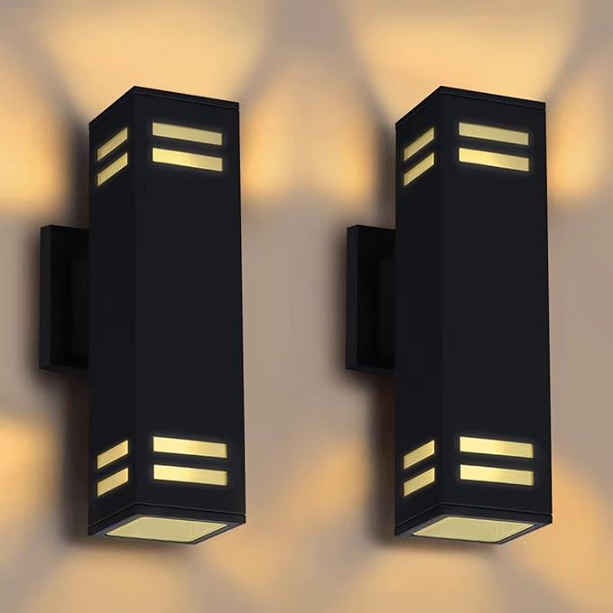 Up and Down Lights Outdoor Wall Light Fixtures, Aluminum Dusk to Dawn Outdoor Lighting Fixture, Modern Black Exterior Light Fixtures, Wall Mount Porch Light for House Front Door