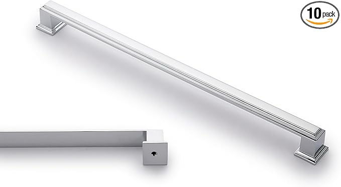 10 Pack 12.6 Inch(320mm) Hole Center Polished Chrome Modern Cabinet Pulls Kitchen Cabinet Handles Kitchen Cabinet Hardware Timeless Drawer Pulls for Dresser Cupboard Wardrobe, Chrome(12.6x10)