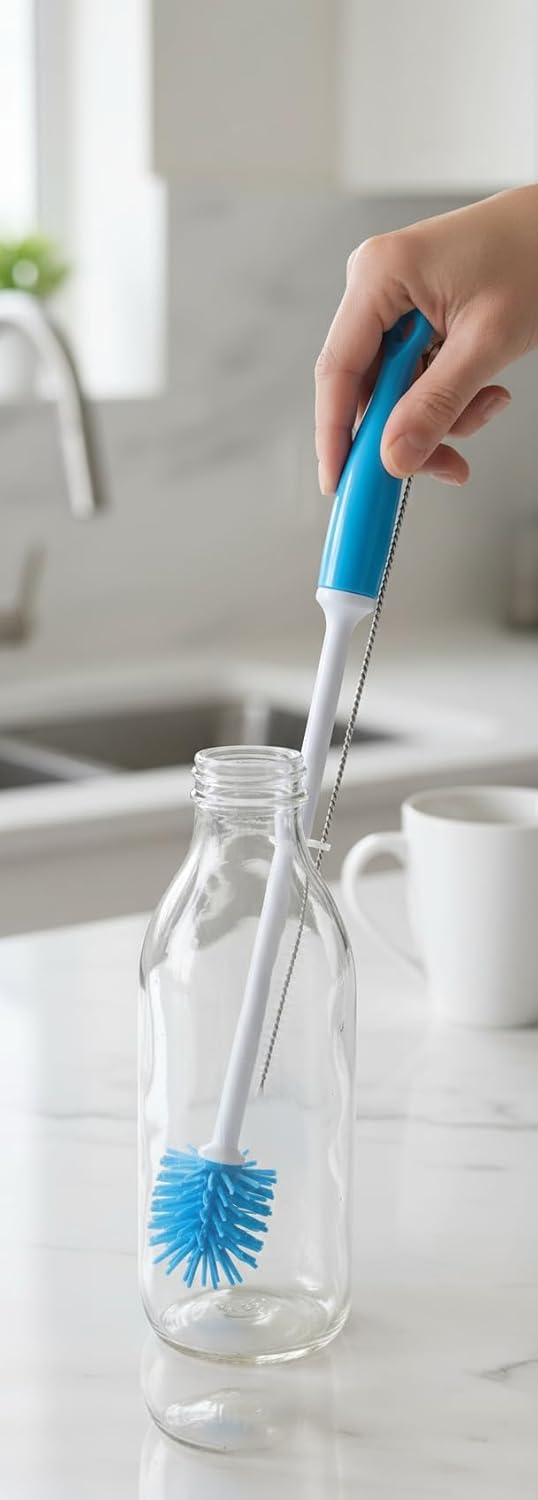 Bottle Brush Set 2-Pack – Cup & Flexible Straw Cleaning Brushes for Water Bottles, Tumblers, Reusable Straws, Baby Bottles & Narrow Glasses