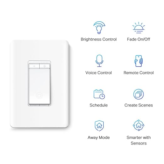 TP-Link Tapo Smart Dimmer Switch, Single Pole, Neutral Wire Required, 2.4GHz Wi-Fi Light Switch Compatible with Alexa and Google Home, UL Certified, No Hub Required, White (Tapo S500D)
