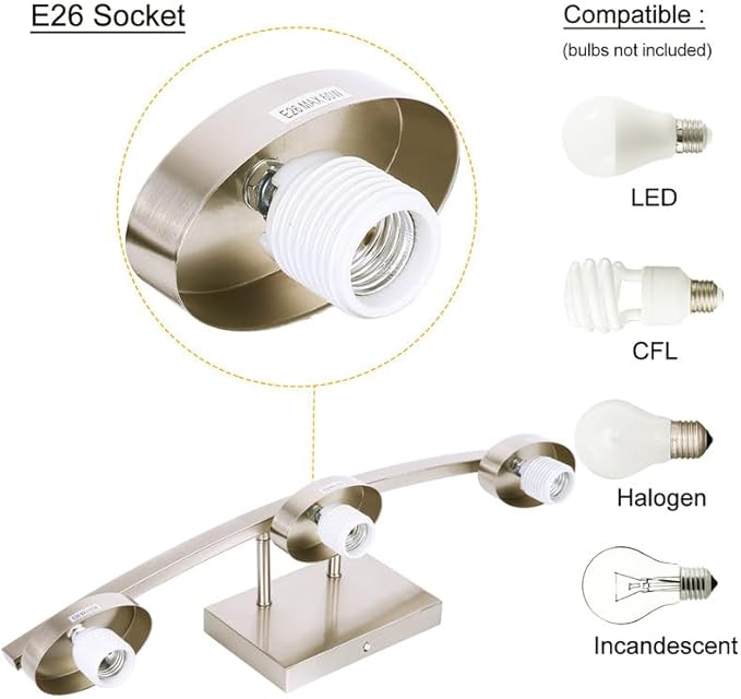 3 Light Bathroom Vanity Light Over Mirror, Modern Brushed Nickel Vanity Lights with Milky Glass Shade, 23 inches Vanity Lighting Fixtures for Bathroom Lighting