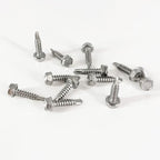 QSJ 390PCS #8 x 3/4'' Sheet Metal Screws 410 Stainless Steel Hex Washer Head Fast Self Tapping Screws with Screwdriver Bit Silver