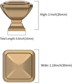 6 Pack Bronze Cabinet Knobs - 1.2 Inch Square Champagne Dresser & Drawer Knobs