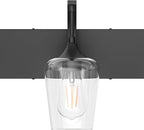 Ralbay Matte Black Bathroom Light Fixtures 5-Lights Industrial Black Vanity Lights Clear Glass Vintage Edison Matte Black Wall Mount Light Fixture for Bathroom