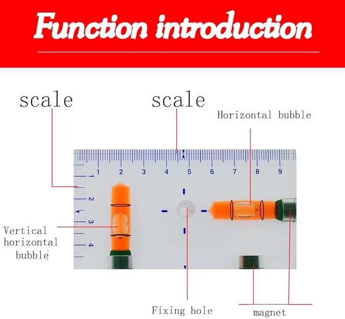 Transparent Rectangular high-Precision T-Shaped Level Integrated Small Household Magnetic Water Level (red, 95 * 51 * 13mm)