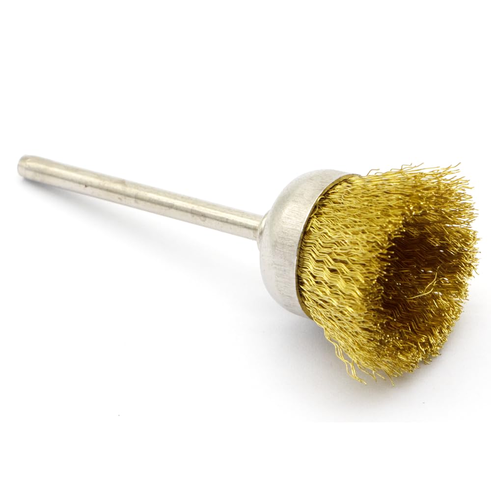 20PCS Brass Wire Brushes - Metal Rust Removal, Cleaning, and Polishing - 25mm Diameter, 1/8″ (3mm) Shaft - Removes Burrs, Dust, and Oxide Layer - Handles Rough Surfaces - Rotary Tool Accessories