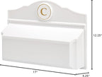 Whitehall Custom Wall Mount Mailbox Package - Mail Box with Monogram, Sand Cast Aluminum, Classic Design White Personalized in Goldtone