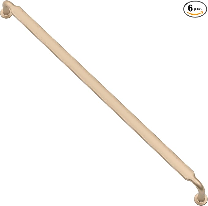 Alzassbg 6 Pack Brushed Gold Cabinet Handles, 12-1/2 Inch(320mm) Hole Centers Arch Modern Cabinet Pulls Kitchen Cabinets Hardware for Cabinets and Drawers AL3503BG