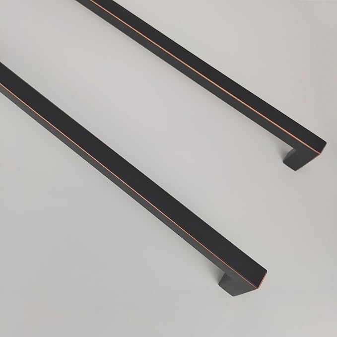 Oil Rubbed Bronze Cabinet Pulls 17-5/8 Inch Hole Centers(448mm), Long Cabinet Handles Square Drawer Pulls 10 Pack, Stainless Steel Wardrobe Handles